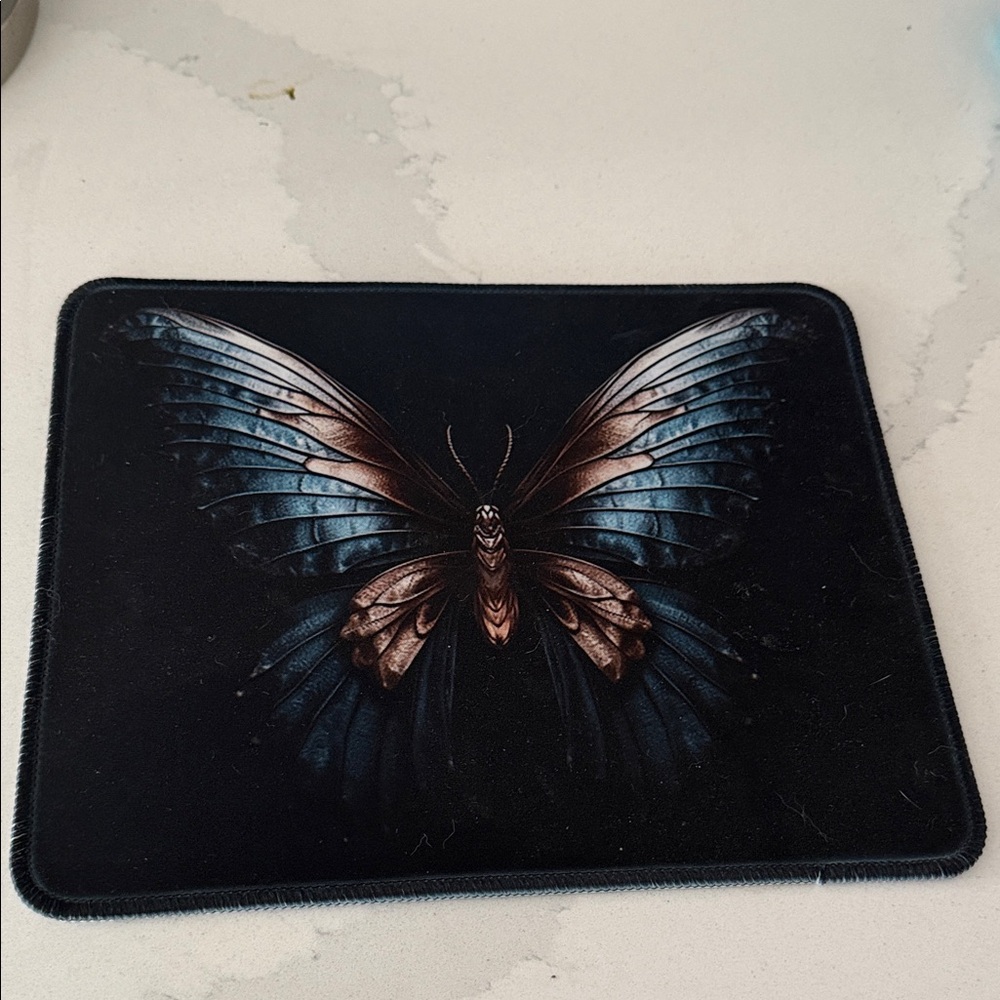 Black and Blue Butterfly Mouse Pad
